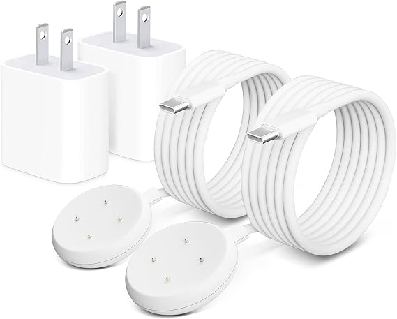 2 Pack Wall Fast Charger for Google Pixel Watch 3, Google Pixel 2 Smart Watch Charger Replacement Charging Cord Adapter Magnetic Google Pixel Smartwatch USB-C Fast Charging Cable Accessories White