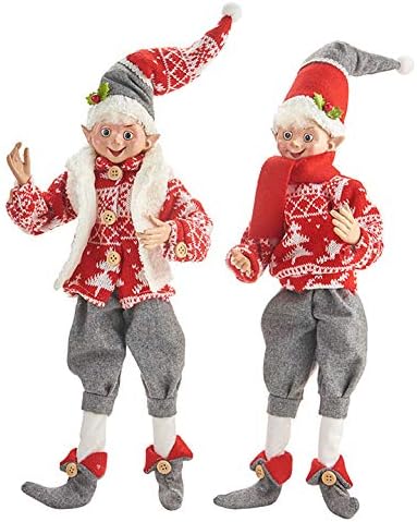 RAZ Imports Yuletide Gathering 16" Posable Elf Asst of 2