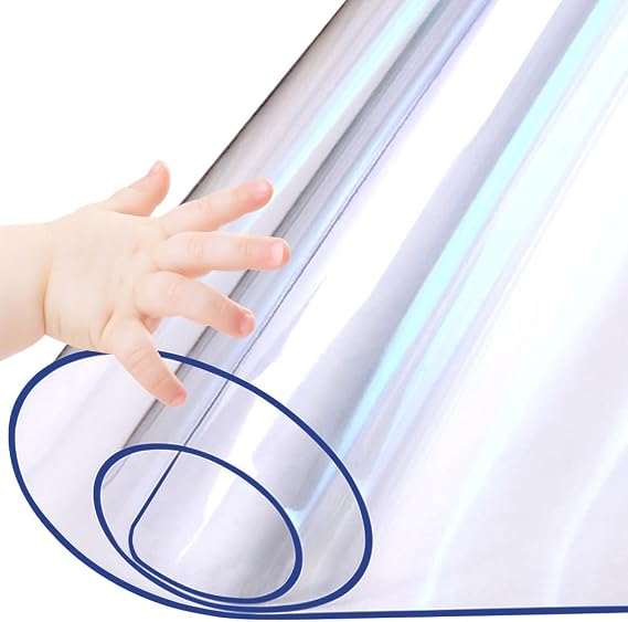 38X38 Inch Clear Tablecloth Stained Glass Table Top PVC Vinyl Table Cover Protector Clear Desk Top Waterproof Wipeable Tablecloth Pad for Glass Metal Wooden Dining Room Coffee Table Oblong