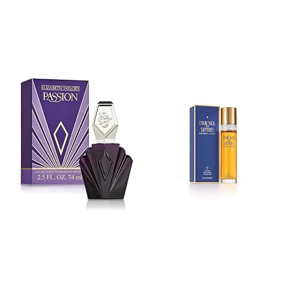 Elizabeth Taylor Women's Perfume, Passion, Eau De Toilette EDT Spray, 2.5 Fl Oz & Diamonds and Sapphires for Women, Eau De Toilette Spray, 3.3 Fl Oz