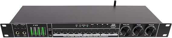 Metal Audio Processor Mixer 25W 110V Vocal Effects Processor with Bluetooth Professional Anti-howling Audio Processor for Home Performance (Black)