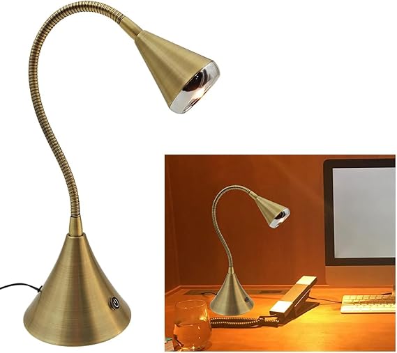 HomeFocus Bedside Table Lamp,LED Desk Lamp,Eye-Caring Dimmable Desk Lamp,Gold