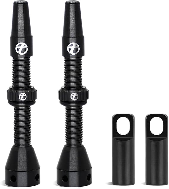 Thinvik Presta Tubeless Valve Stem 44/48/65/70/85mm,Super Light Alloy Presta Tubeless Valve Stem Kit for Tubeless Tires-2 Tubeless Valve Stem (with Aluminum Alloy Valve Cap) + Valve Core Removal Tool