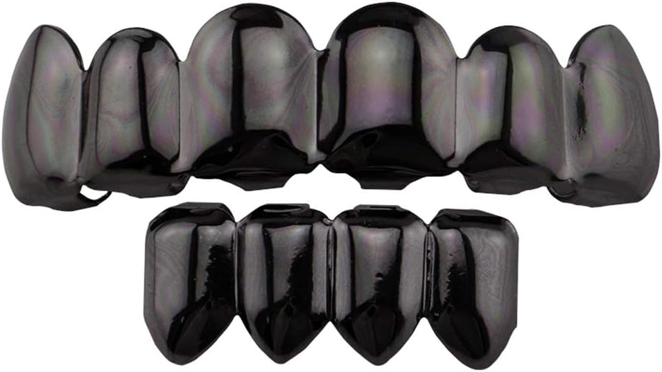 18K Gold Plated Hip Hop Punk Custom Fit Teeth Grillz Caps Top & Bottom Grill Set
