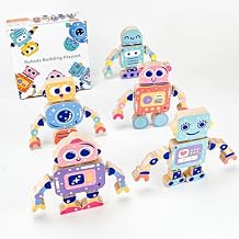 Wooden Robot Building Toys for Kids, Snap-Together STEM Blocks Playset, Take Apart Educational Toy for Toddlers Ages 3-8, Montessori Fine Motor Skills Toy Gift for Boys Girls