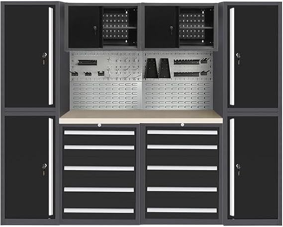 Garage Cabinets Storage System with Steel Cabinet Drawers, for Mechanic Utility Room