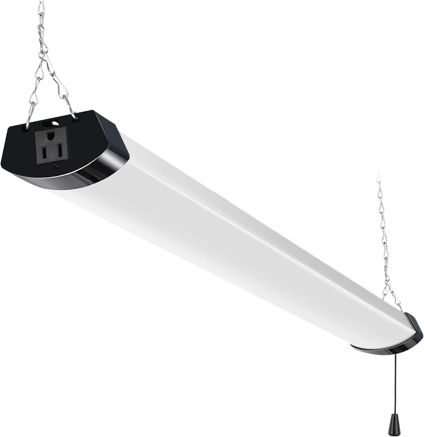 hykolity 4FT 120W LED Shop Light Linkable, 13000lm400w Equivalent, 5000K Utility Shop Lights for Garages, Workshops, Basements, Hanging or FlushMount, with Power Cord and Pull Chain, ETL, Black