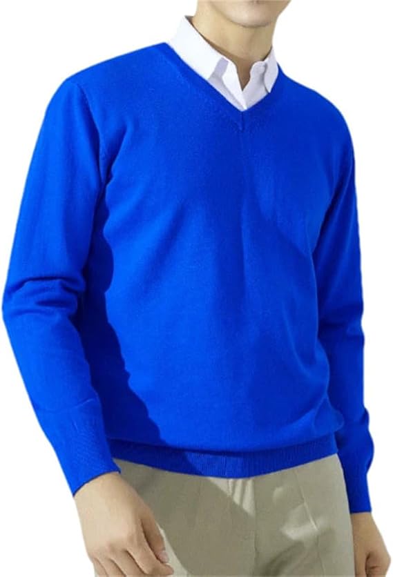 Men Cashmere Sweaters Classic V-Neck Knitted Sweater Pullover Soft Warm Business Casual Jumper