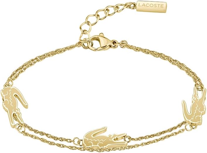 Lacoste Women's CROCODILE Collection Chain Bracelet available in silver, gold or carnation gold version