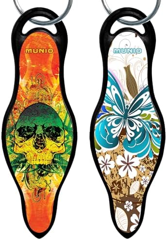 MUNIO Ultimate Protection Self Defense Keychain Bundle for Him and Her Non-Lethal, TSA Approved Personal Safety Keychain Set in Brownie and Tribal Skull Made in USA
