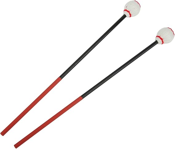 Marimba Mallets Hard Yarn Marimba Mallets Percussion Marimba Medium Yarn Head Mallets Marimba Playing Hard Wood Handle Percussion Mallets Drum Mallets Percussion Sticks(White)