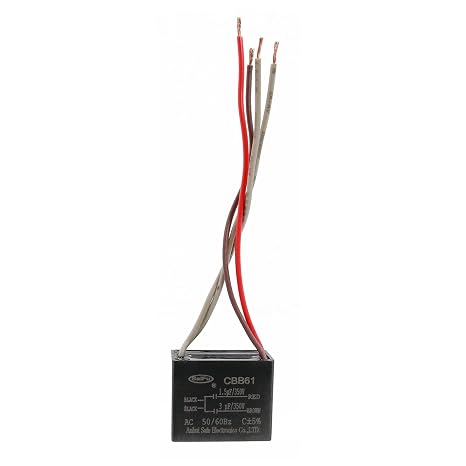 CBB61 1.5uf+3uf 4-Wire 350V AC Ceiling Fan Capacitor - 50/60 Hz - Polypropylene Film Capacitors Compatible with Electrical Power Relay Connecting Capacitor