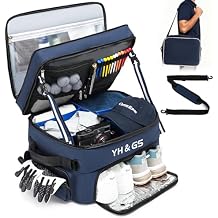 Golf Trunk Organizer, 3 Layer Golf Accessories for Men, 2 Pair Shoes Separate Ventilated Compartment Golf Organizer for Car, Balls, Clothes, Gloves, Accessories Golf Gifts (Add shoulder straps)