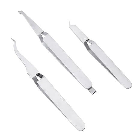 3 Pieces Dental Reverse Action Tweezers - Orthodontic Bracket Placer Cross Locking Tweezer Dental Buccal Tube Tweezer De Bonding Tweezers
