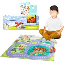 Bluey Play Mat with Car Set for Kids - Bundle of Playmats with Vehicle, Stickers, Door Hanger | Bluey Activity Play Sets for Girls, Boys