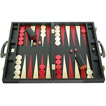 Zaza & Sacci Leather Backgammon Set - Board Game - 20" Black Case