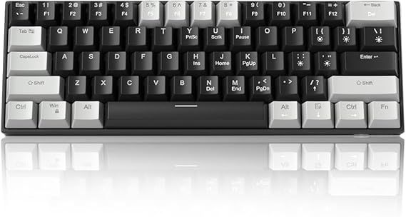 Camiysn 60% Mechanical Gaming Keyboard,Mixed Color Keycaps Gaming Keyboard with Linear Red Switches, Detachable Type-C Cable Mini Keyboard with Blue LED Light for PC/Laptop