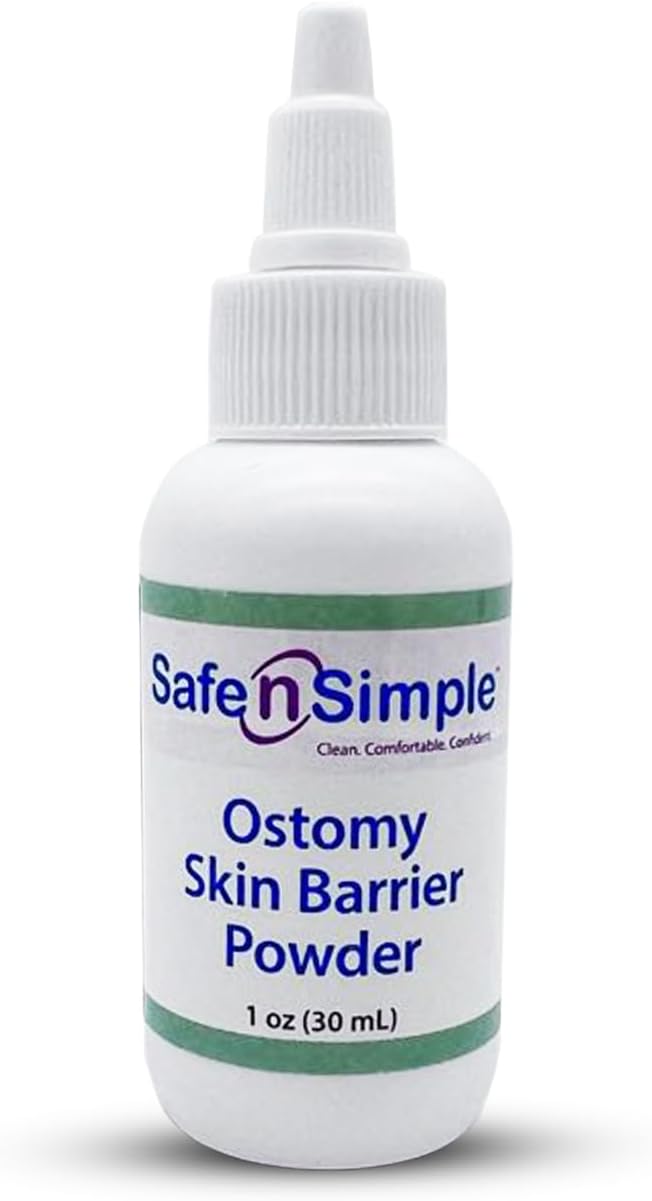Safe n Simple Stoma Skin Barrier Powder - 1 oz - Medicated Protective Skin Barrier Powder - Skin Barrier Protection Ostomy Powder Supplies - Stoma Adhesive Powder