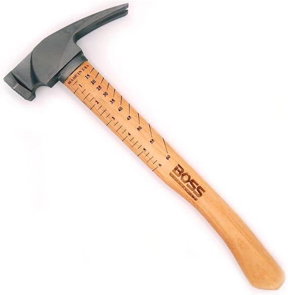 Boss Hammer 12 oz Ti64 Titanium Hammer, Tennessee Hickory Handle | Milled Face, Framing Square Rip Claw Design, Magnetic Nail Starter, Made in the USA BH12TIHI16M