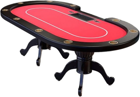 IDS Poker 96" Aura Plus Poker Table with Jumbo Cup Holders Bet line Dropbox Red