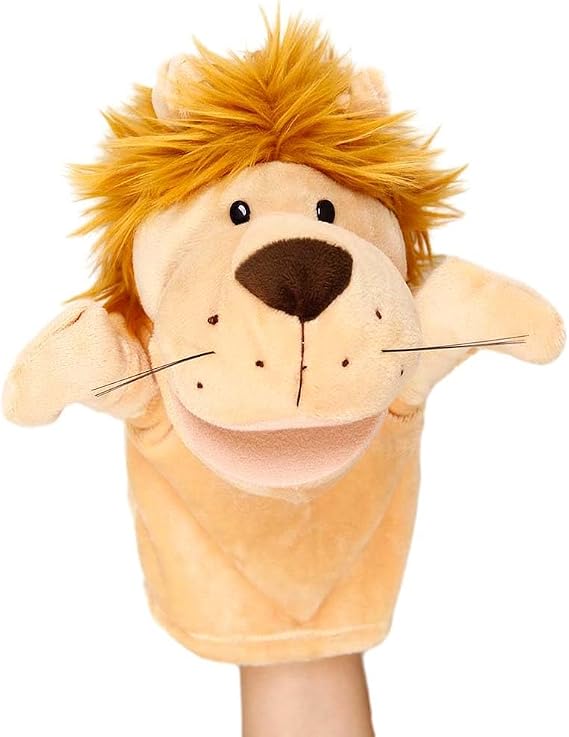Lion Hand Puppet for Kids - Farm Animal Finger Puppet Plush Soft with Movable Mouth