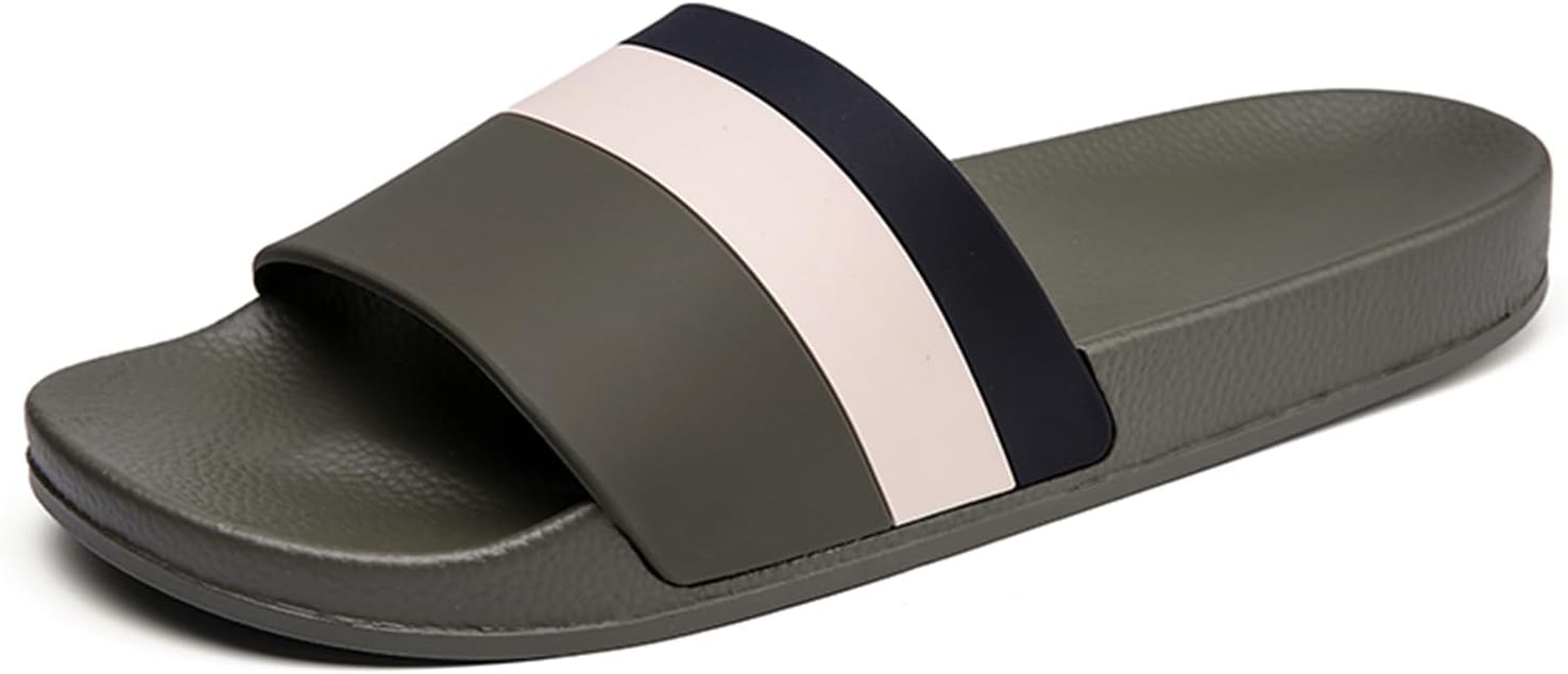 Men's Open Toe Slide Sandals - Comfortable Indoor & Outdoor Shower Slippers