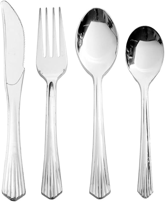 Upscale Disposable Teaspoons - 960 Count - Silver Plastic - for Parties, Catering and Events