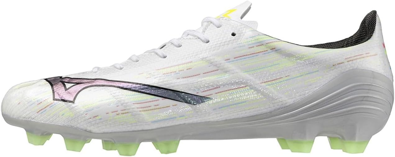 Mizuno Mens Alpha II Pro Firm Ground Football Boots Rugby White/Silver IRI/Black 10 UK