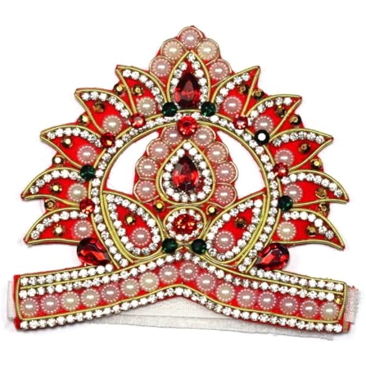 ASHIRWAD 5 inch Lord Krishna Mukut, Multicolour Gem Stones Thakurji Decorative Crown for Idols, Statue, Figurine for Janmashtami, Gokulashtami Ganpati Devi Kids Mukut-03