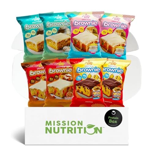 Prime Bites Protein Brownies Variety Pack Blondies - High Protein 19g, Collagen & Whey Protein, Low Sugar - 8 Count Snack & Gift Box