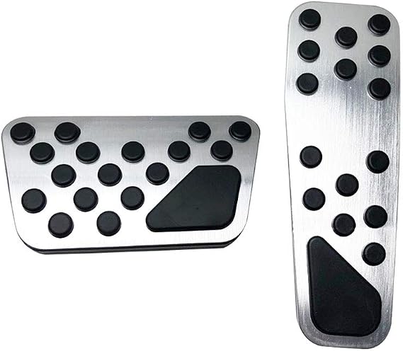 BOYUER Anti-Slip No Drilling Aluminum Brake and Gas Accelerator Pedal Pad Cover For 2009-2023 Dodge Challenger Charger Chrysler 300 Foot Pedal Pads Kit 2PCS (Sliver)