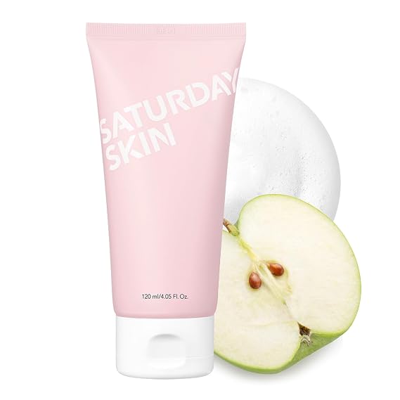 Saturday Skin Hydrating Foam Cleanser Anti Aging Face Wash with Apple Extract, Moisturizing Face Wash, All Natural Foaming Facial Cleanser, Korean Face Wash for Women & Sensitive Dry Skin