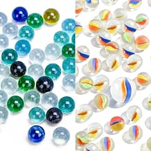POPLAY 111 PCS Marble Set Marbles Games for Kids, with Gift Box for Games, Classroom Crafts Supplies Kit (Includes 1 Whistle)