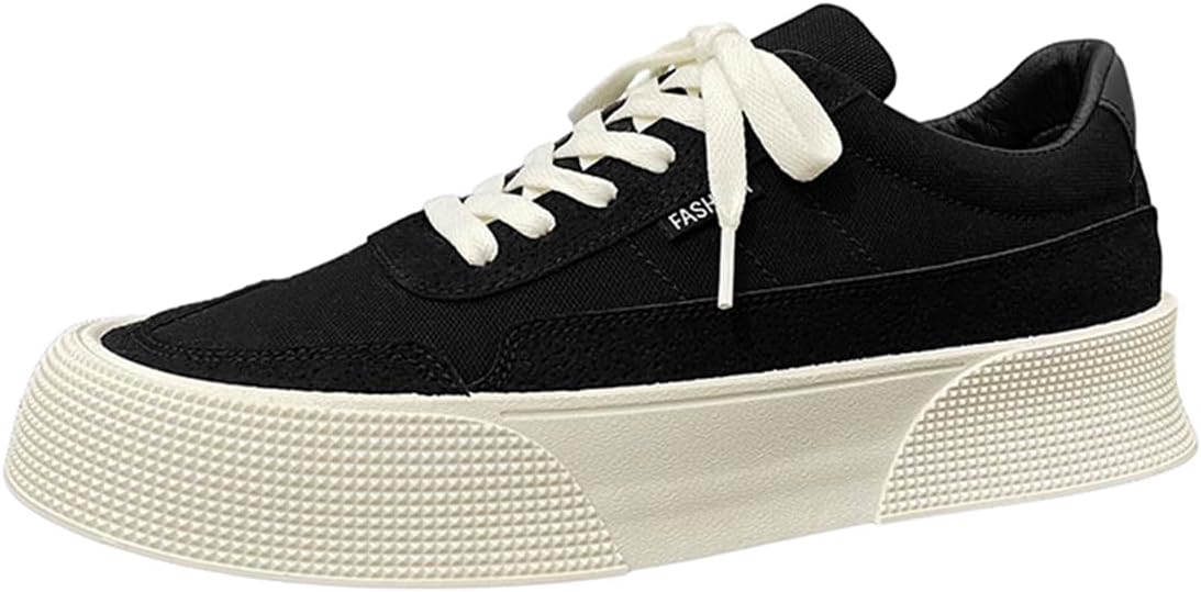 Men's Casual Lace-Up Sneakers Comfortable Chunky Low Top Walking Shoes Retro Skate Shoes