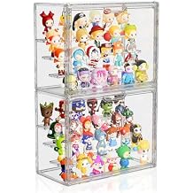 Clear Acrylic Display Case for Collectibles 4 Layer Hobby Figure Display Case Box with Shelves Stackable Figurine Display Boxes for Funko Pop Mart Labubu Model, 2 Pack