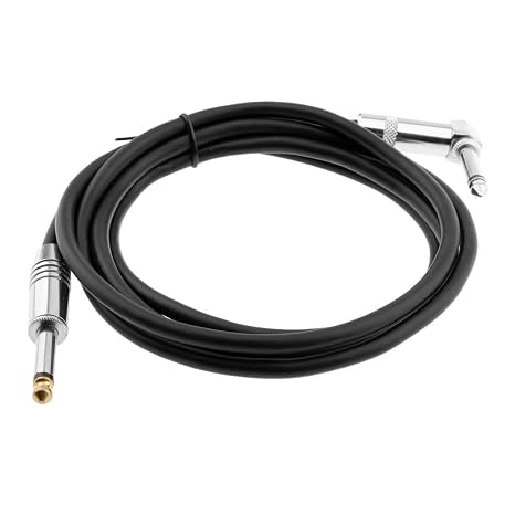 6.35mm Guitar Cable,1/4 Inch TS to 1/4 Inch TS 6.35mm Phono Jack Straight to Right Angle Plug Instrument Wire Cord For Electric Bass Guitar, Amplifier - 2meter 2m