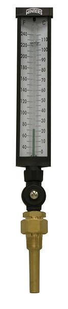 Winters TIM Series Dual Scale Valox Industrial 9IT Thermometer, 3-1/2" Stem, 3/4" NPT with Thermowell, 30-240 F/C Range