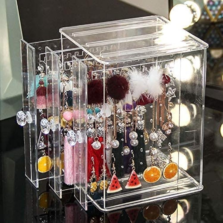 Sooyee Clear 3 Vertical Drawer Earring Display Stand Organizer216 Holds 108 Pairs, Jewelry Hanger Storage Box