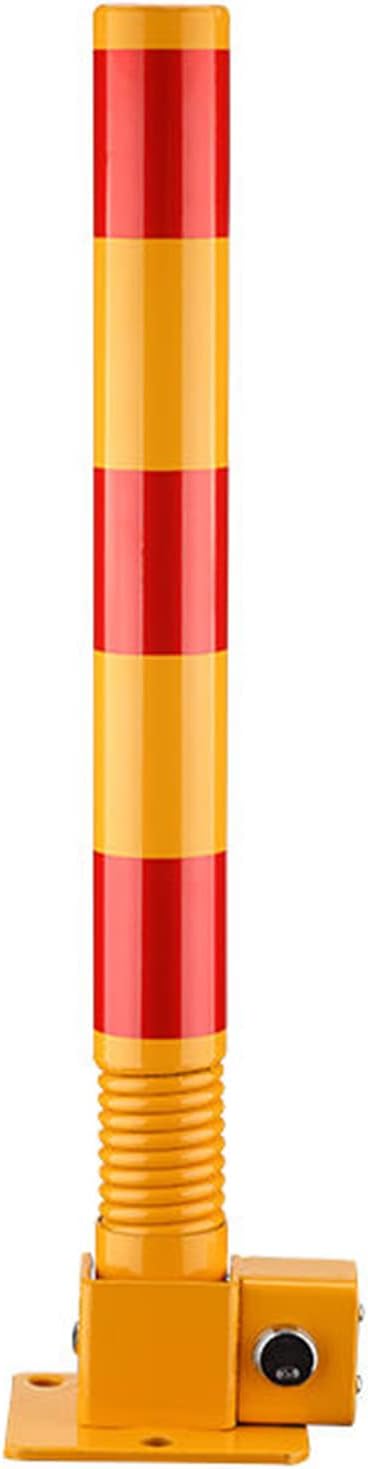 Spring Parking Post,Parking Barrier Parking Lock Folding Heavy Metal Parking Obstacle Pile with Warning Stripes,Parking Piles,Driveway Parking Interceptor Bollard,3 Lock Keys (Red)