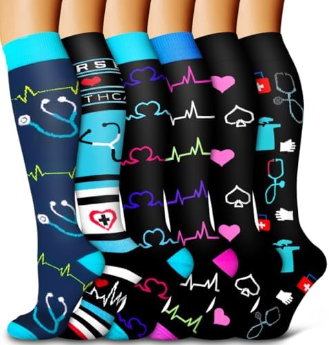6 Pack Copper Compression Socks for Women and Men Circulation-Best Support for Medical,Running,Nursing,Athletic