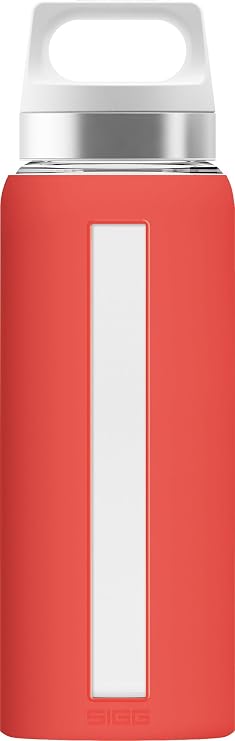 Sigg Dream Glass Water Bottle with Silicone, 0.65 Litre, Scarlet