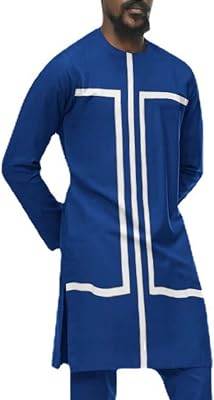 Mens African T Shirt Long Sleeve Traditional Dashiki Dress Fashion Print Shirt Side Slit Top Slim Fit Blouse