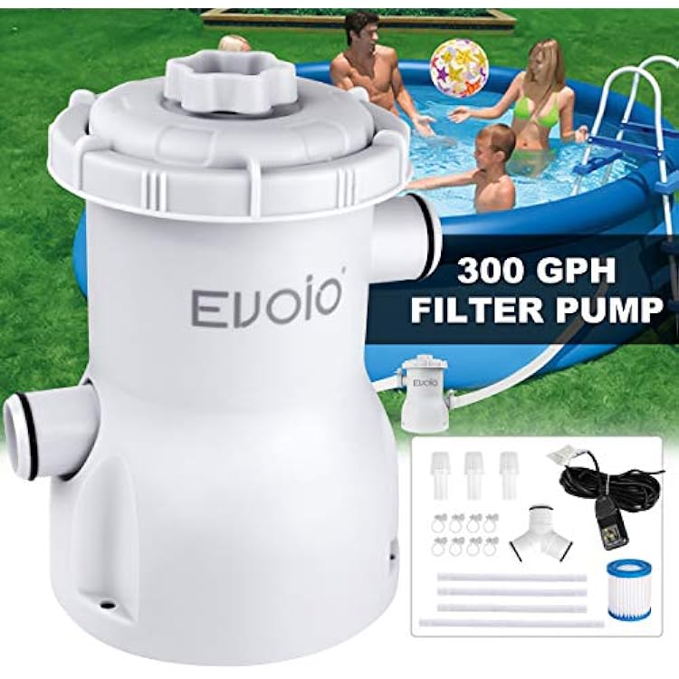 Evoio 300 Gallons Cartridge Pool Filters Pump, Swimming Pool Filter Pump,Electric Swimming Pool Filter Pump for Pools Cleaning Tool Set Filter Cartridge s-10