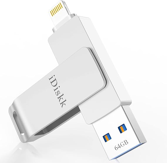 MFi Certified 64GB USB Memory Stick USB Flash Drive for iPhone 14Pro / 13/12 /11/8/7/6/5 / New iPad Pro, Pendrive for iPhone and Mac iOS 14, Photo Storage Extension Key for iPhone/iPad
