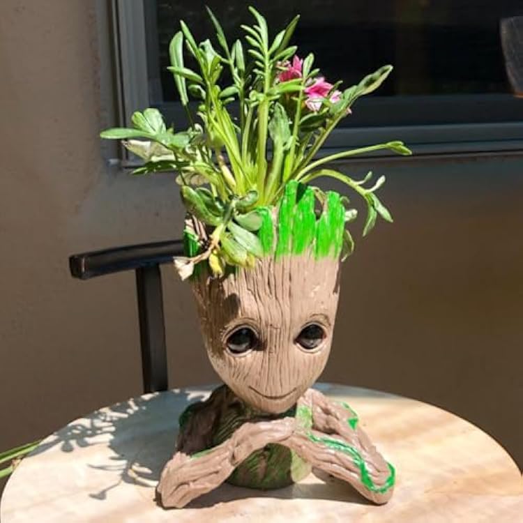 B-Best Baby Groot Pen Pot Tree Man Pens Holder or Flower Pot with Drainage Hole Perfect for a Tiny Succulents Plants 6