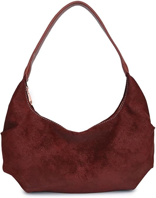 Hobo Shoulder Bag, Suede Classic Crescent Design