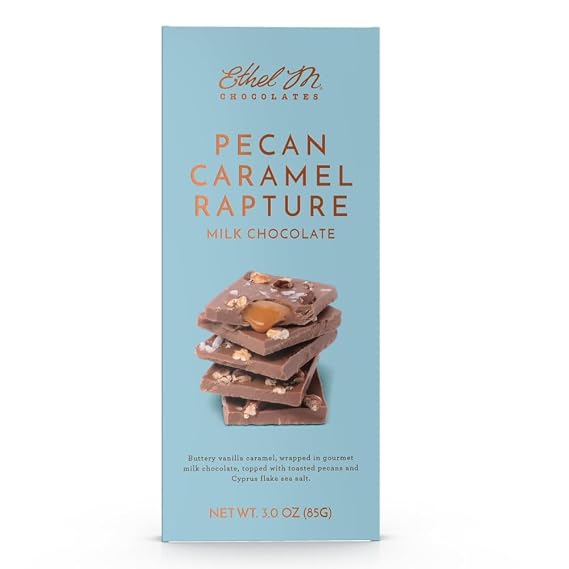 Ethel M Chocolates Pecan Caramel Rapture Milk Chocolate Tablet Bar, 85g