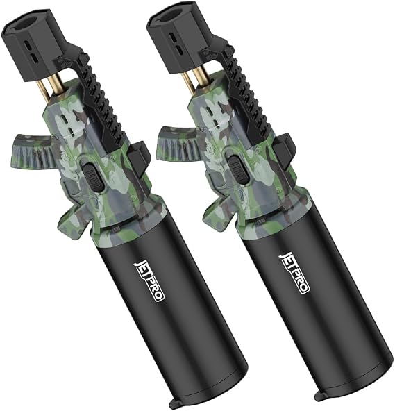 Torch Lighter One-Hand Operation Kitchen Cooking Torch with Adjustable Flame (Butane Gas Not Included)
