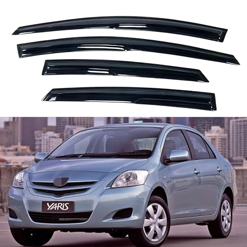 IG Window Visors Fit for 2007-2013 Toyota Yaris Sedan, Out-Channel Rain Guards Vent Wind Deflectors 4PC, Car Accessories for 07-13 Yaris Sedan Excludes Hatchback