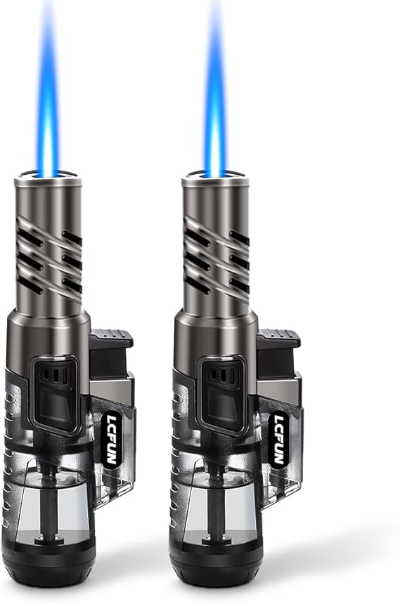 2 Pack Torch Lighter Windproof Single Jet Flame Refillable Butane Lighter